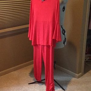 Chico’s Travelers Red Shirt/Pants Set